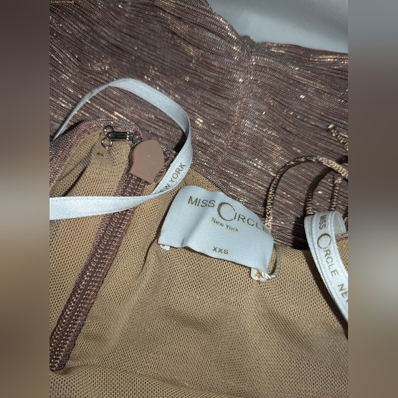 NWT MISS CIRCLE THE GLINT ROSE GOLD RUCHED CHIFFON LONG MAXI DRESS - Picture 10 of 11